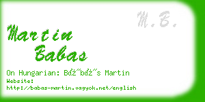 martin babas business card